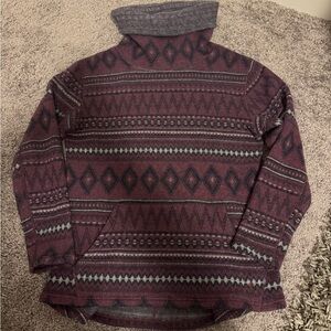 Smartwool Geometric Turtleneck Sweater - Burgundy and Gray